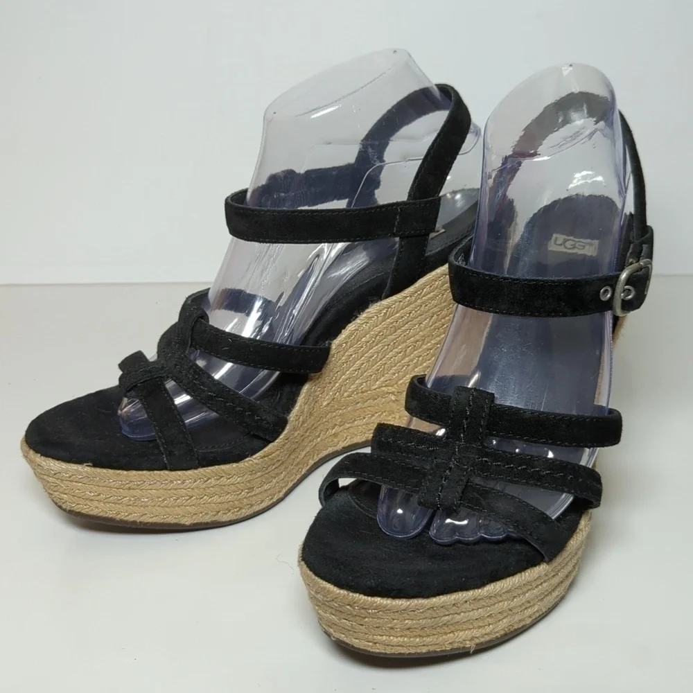 UGG Callia Platform jute/espadrille wedge sandal women's size 9